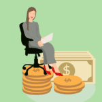 Illustration woman money save money on high-risk processing page